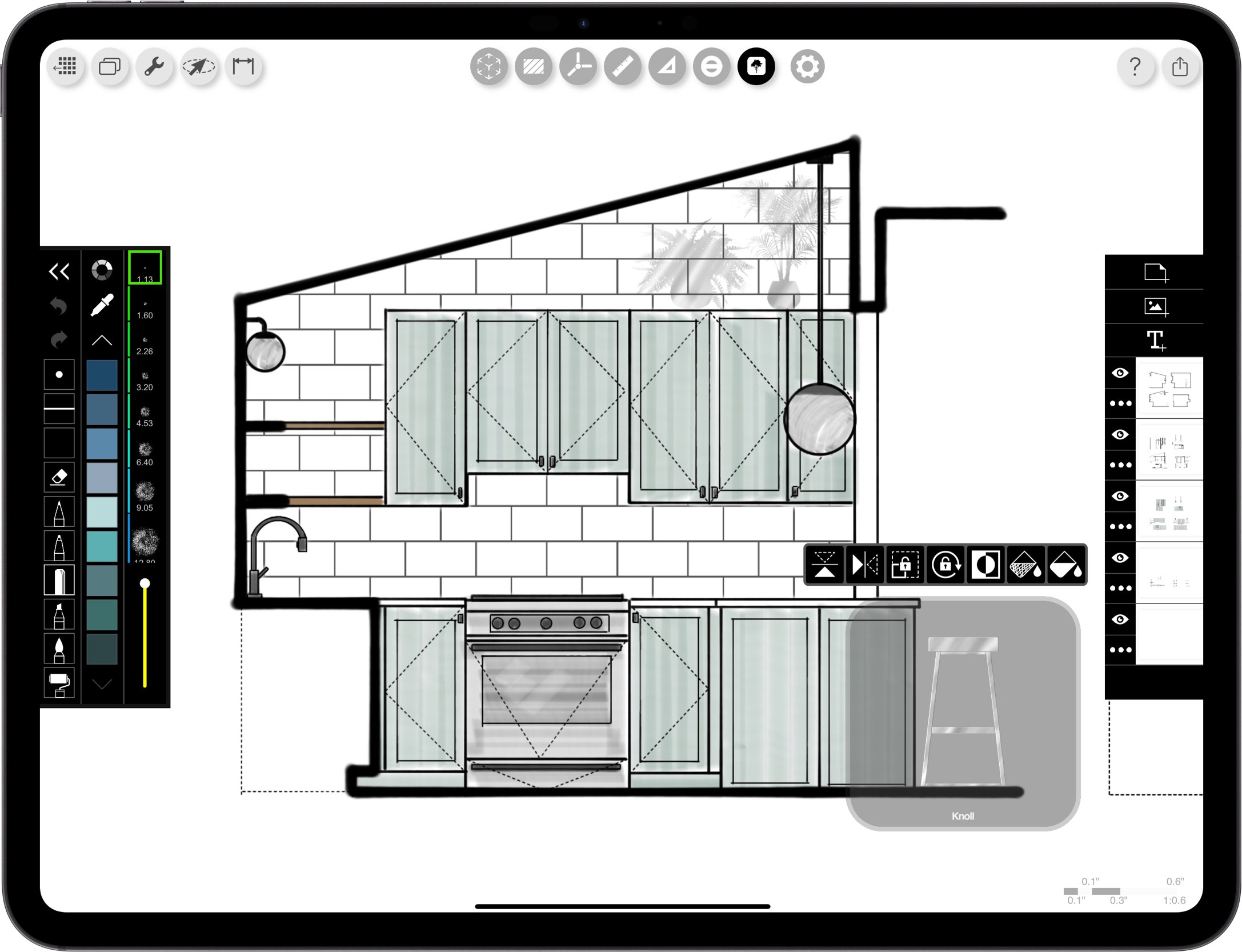 best App for architects _ iPad drawing for interior design _  kitchen elevation drawing